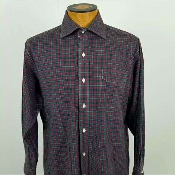 Lauren Ralph Lauren Mens Button down Dress Shirt Red & Green Plaid Size 16.5 32 - Picture 2 of 7